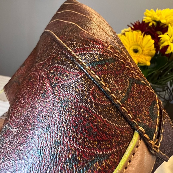 ETRO MILANO Bordeaux/Red Paisley HandBag with Adjustable Leather Strap - Picture 6 of 16